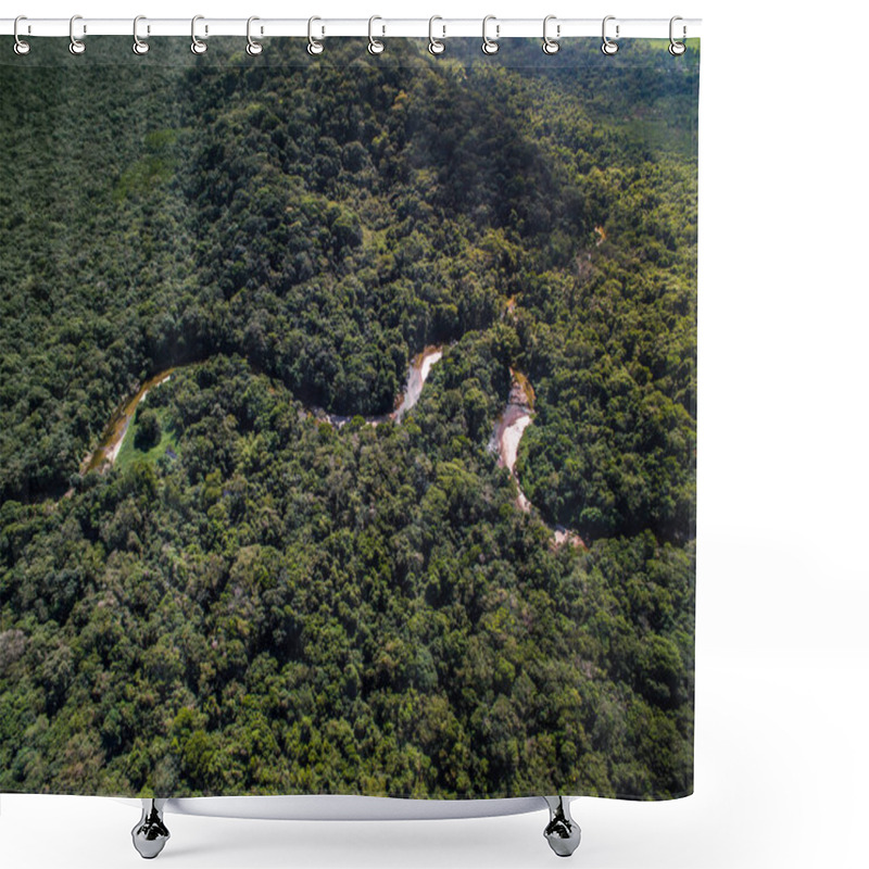 Personality  Top View Of River In Rainforest, Brazil Shower Curtains