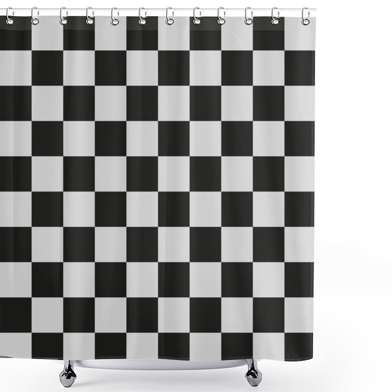 Personality  Checkerboard Pattern. Black And White Grid. Classic Chessboard Vector. Repetitive Square Texture. EPS 10. Shower Curtains