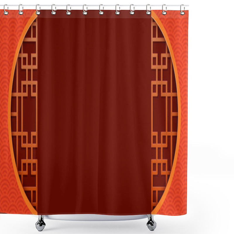 Personality  Lunar Year Banner Design With Paper Cut Chinese Traditional Window Frame Decoration Shower Curtains