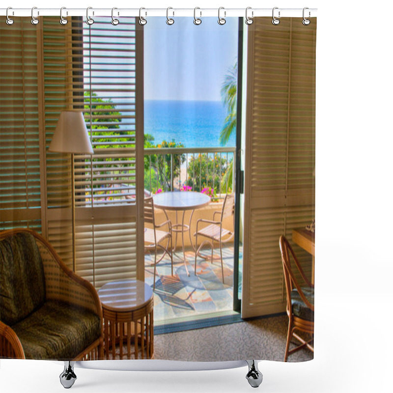 Personality  Ocean View From Tropical Resort Room Shower Curtains