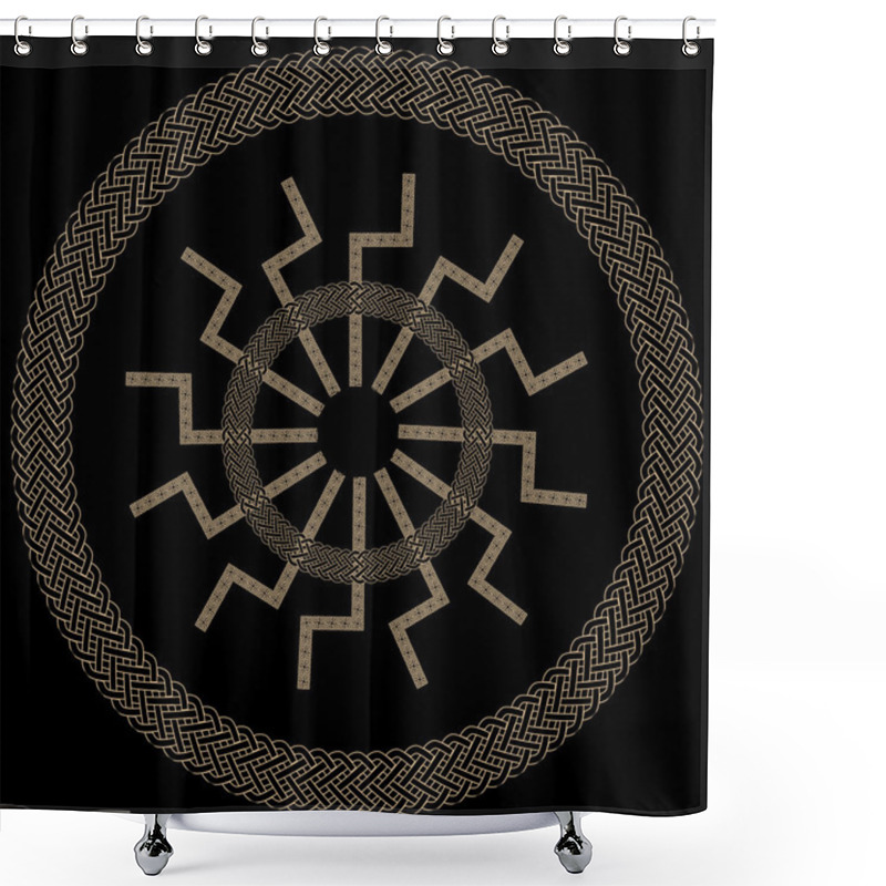 Personality  Slavic Ornament Black Sun Shower Curtains