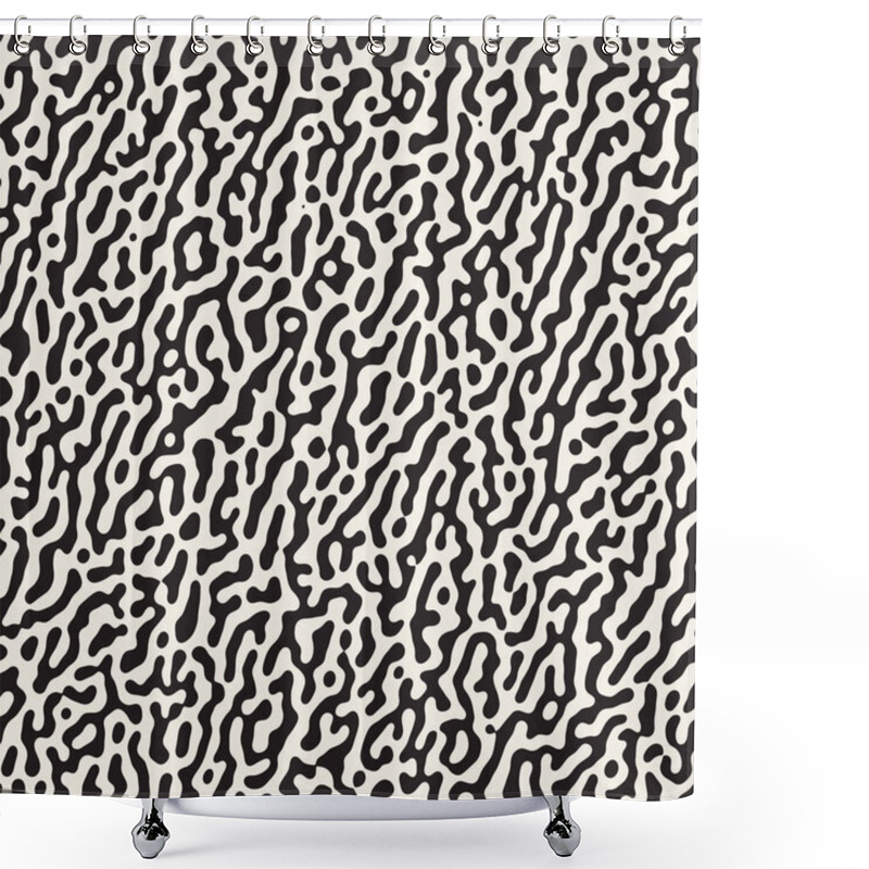 Personality  Vector Seamless Grunge Pattern. Black And White Organic Shapes. Messy Spots Texture. Shower Curtains