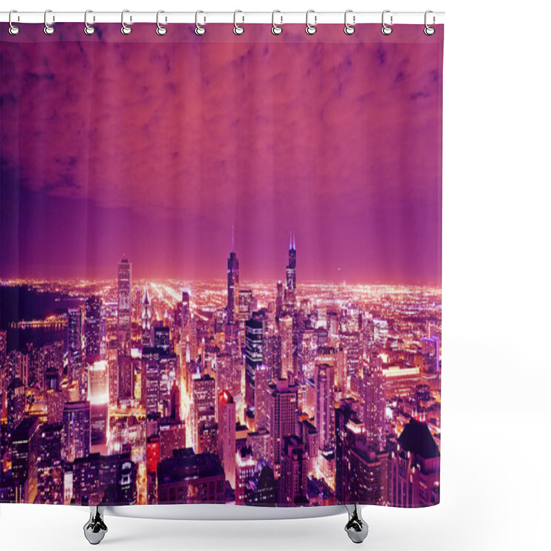 Personality  Chicago Skyline At Night Shower Curtains