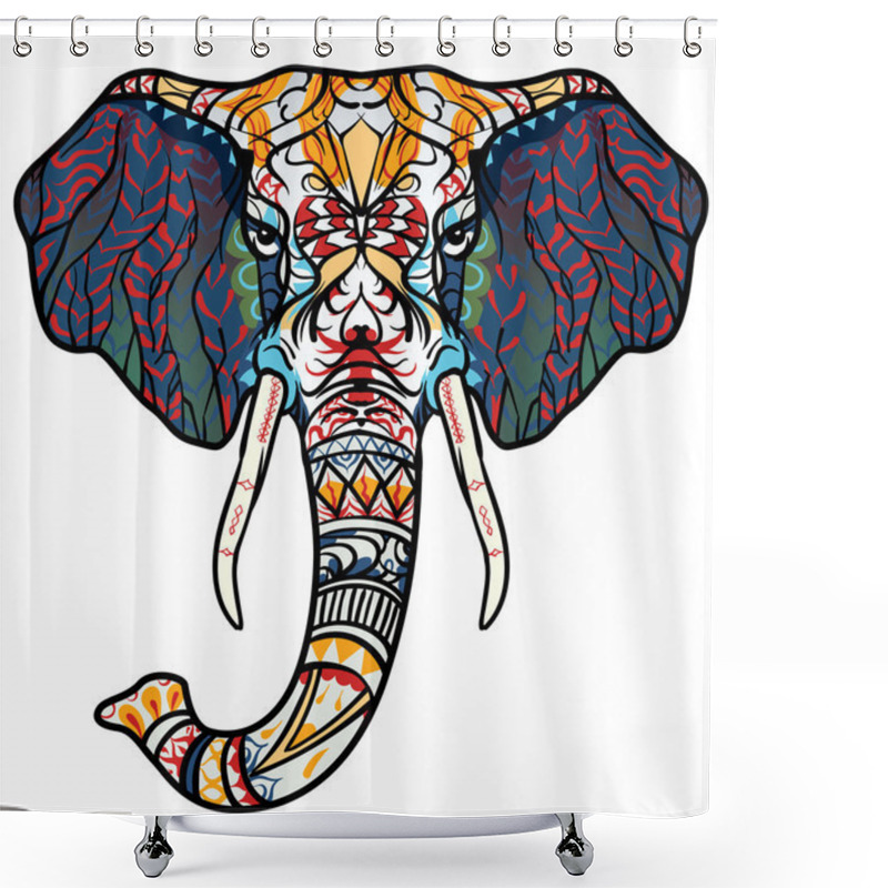 Personality  Ethnic Patterned Head Of Elephant. African / Indian / Totem / Tattoo Design. Use For Print, Posters, T-shirts.  Shower Curtains