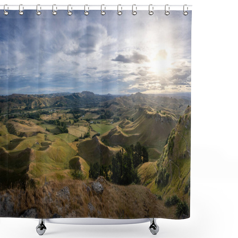 Personality  Panoramic View From Te Mata Peak. Hawke's Bay, New Zealand Shower Curtains