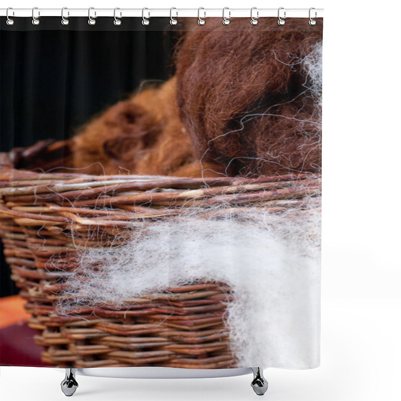 Personality  Sheep's Wool In A Basket Shower Curtains