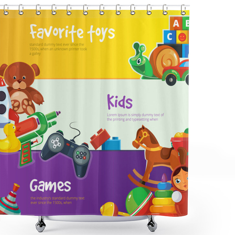 Personality  Toys Icons For Web Banners. Shower Curtains