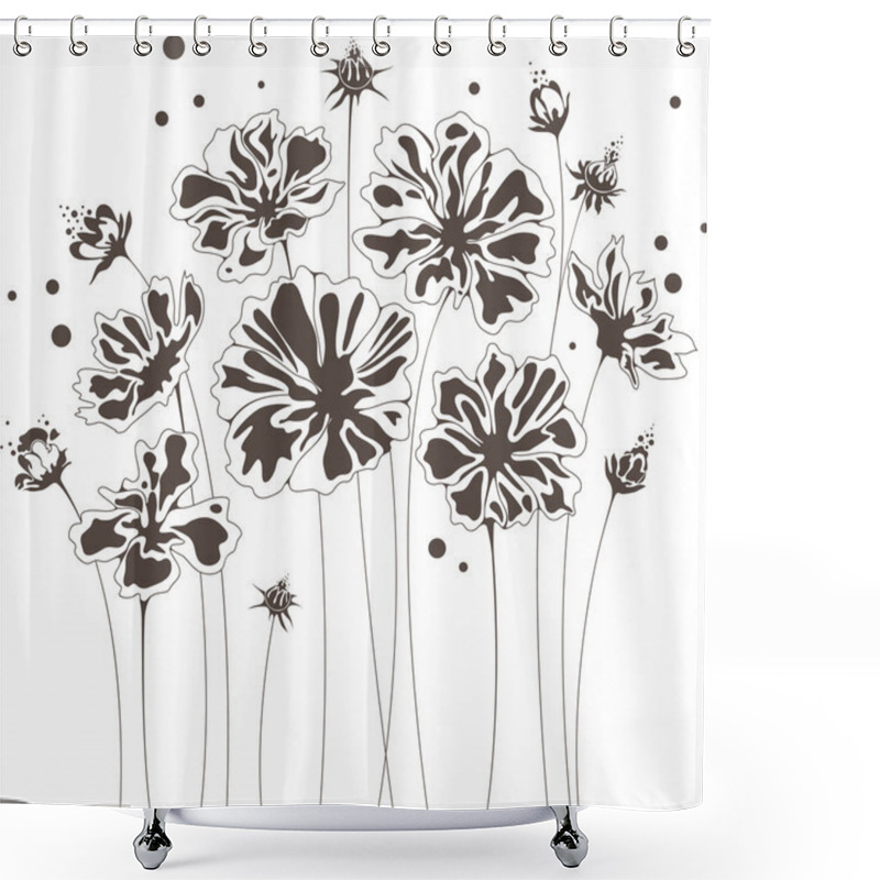 Personality  Abstract Floral Design, Bouquet Of Flowers Shower Curtains