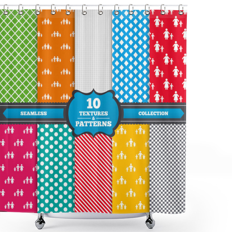 Personality  Patterns With Parents, Children Icons Shower Curtains