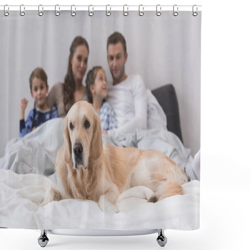 Personality  Dog With Family Shower Curtains