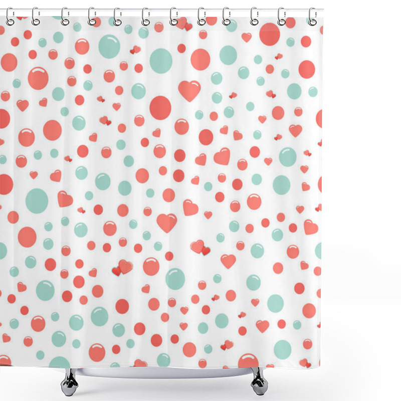 Personality  Seamless Pattern With Hearts And Dots  Shower Curtains