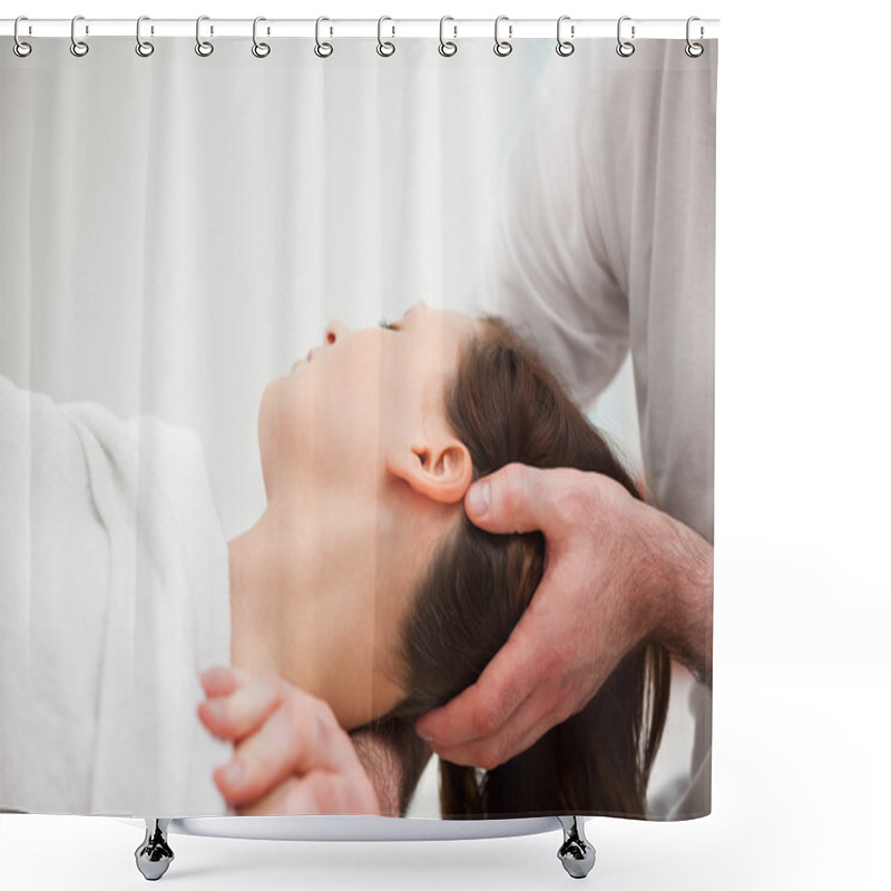 Personality  Doctor Manipulating The Neck Of A Woman Shower Curtains