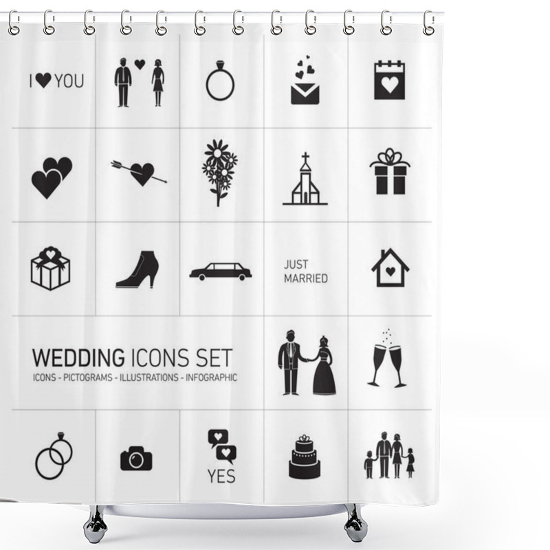 Personality  Wedding Icons Set Shower Curtains