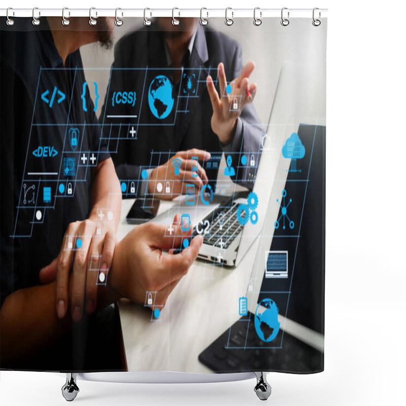 Personality  Coding Software Developer Work With AR New Design Dashboard Computer Icons Of Scrum Agile Development And Code Fork And Versioning With Responsive Cybersecurity.Business Team Meeting.  Shower Curtains