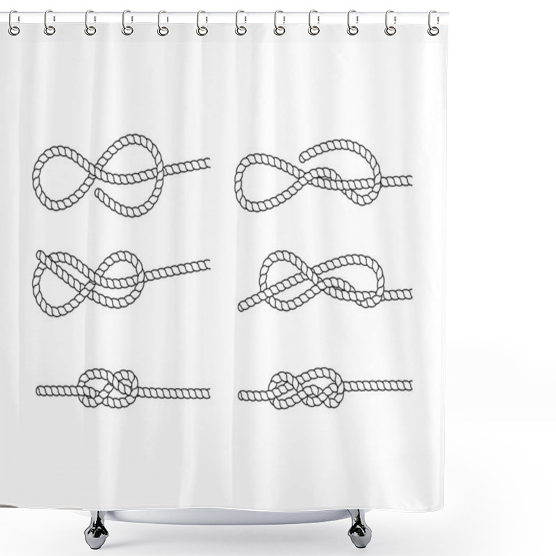 Personality  Rope Knot On A White Background. Vector. Shower Curtains