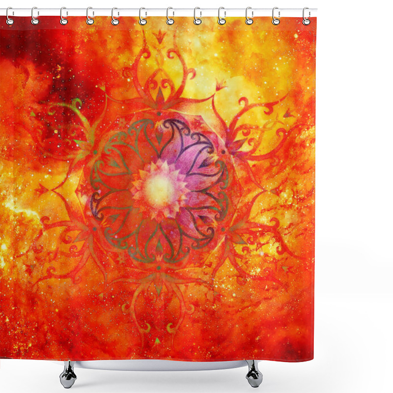 Personality  Ornamental Mandala In Cosmic Space, Graphic Effect Shower Curtains