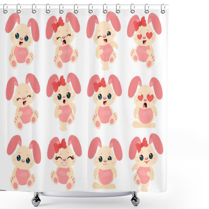 Personality  Happy Cartoon Bunny Shower Curtains