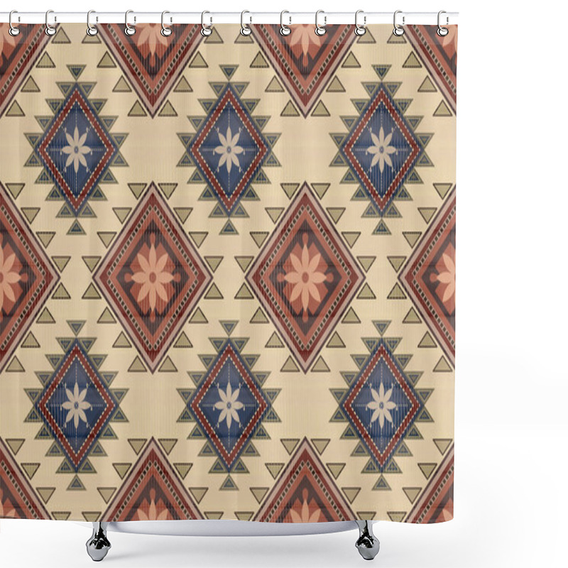 Personality  Navajo Tribal Vector Seamless Pattern. Native American Ornament. Ethnic South Western Decor Style. Boho Geometric Ornament. Vector Seamless Pattern. Mexican Blanket, Rug. Woven Carpet Illustration. Shower Curtains