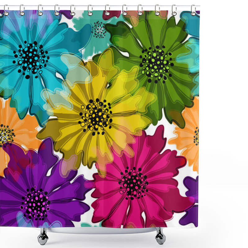 Personality  Seamless Floral Motley Pattern Shower Curtains