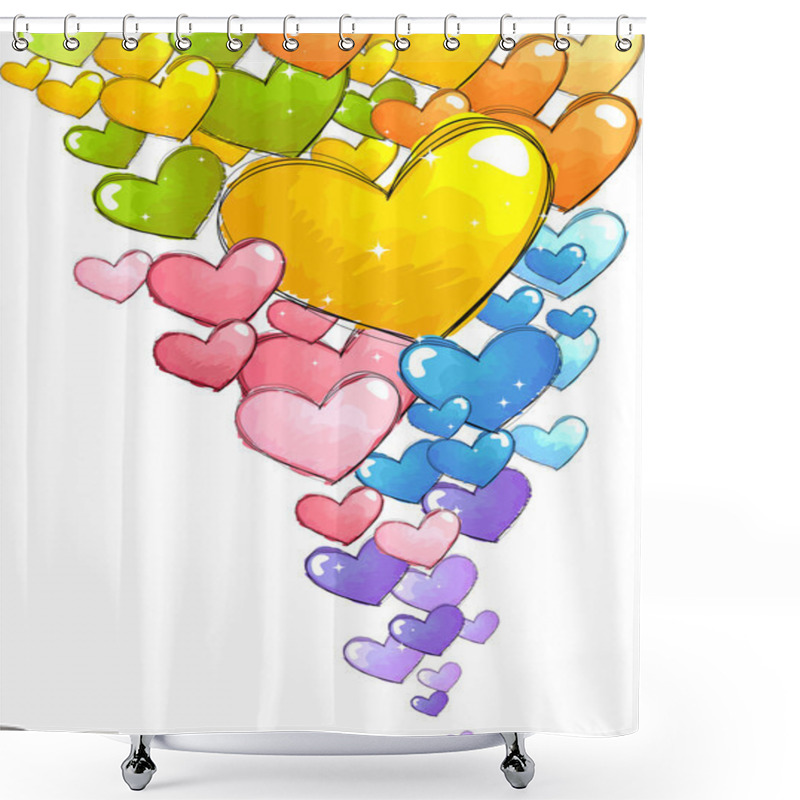 Personality  Floating Hearts Shower Curtains