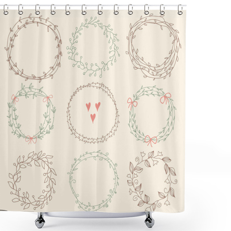 Personality  Set Of Floral Frames Shower Curtains