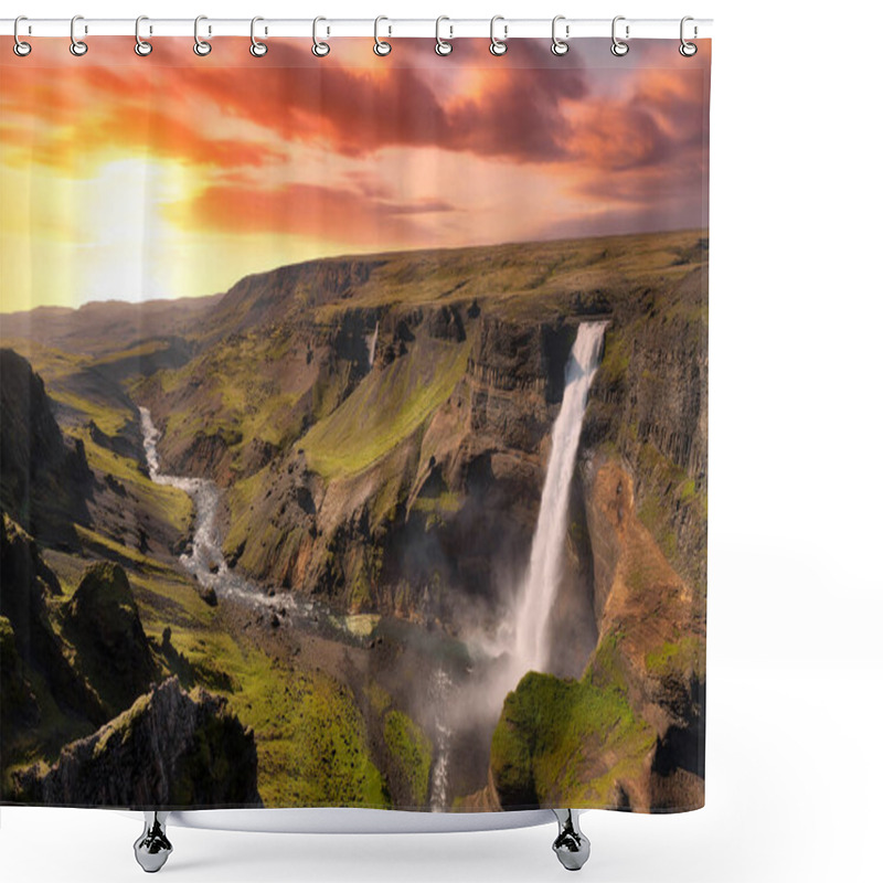 Personality  Haifoss Waterfall In The Highlands, Iceland, Taken In August 2020, Post Processed Using Exposure Bracketing Shower Curtains