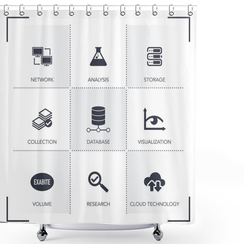 Personality  BIG DATA ICON SET Shower Curtains