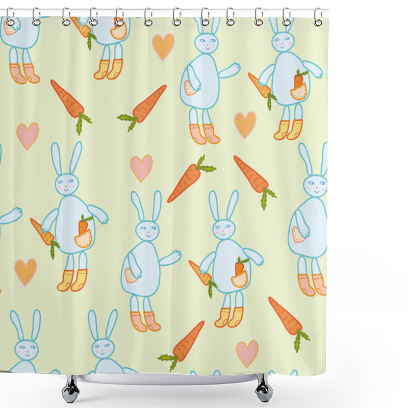 Personality  Seamless Pattern With Rabbits Shower Curtains