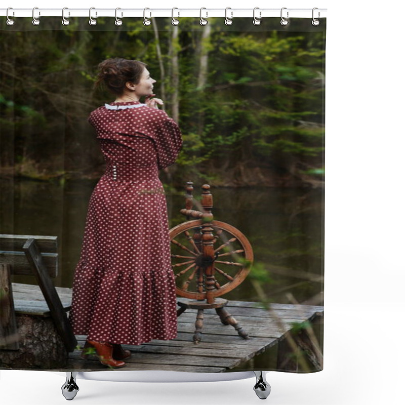 Personality  Pretty Girl In Long Dress At The Deep Forest Shower Curtains