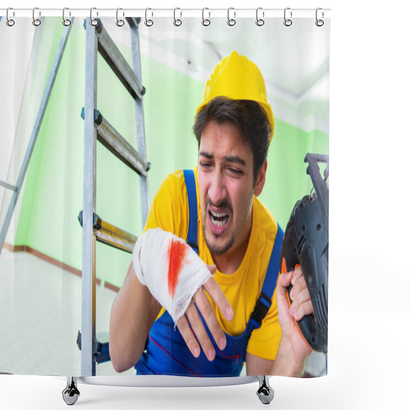 Personality  Injured Worker At The Work Site Shower Curtains