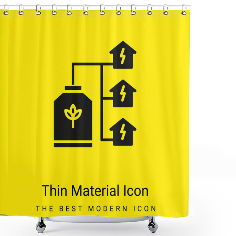 Personality  Bio Energy Minimal Bright Yellow Material Icon Shower Curtains