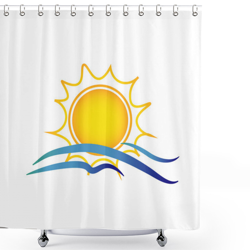 Personality  Sun And  Sea.  Vector Shower Curtains