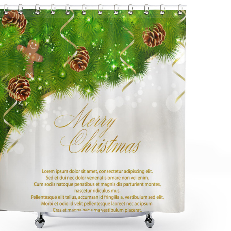 Personality  Merry Christmas Greeting Card Shower Curtains