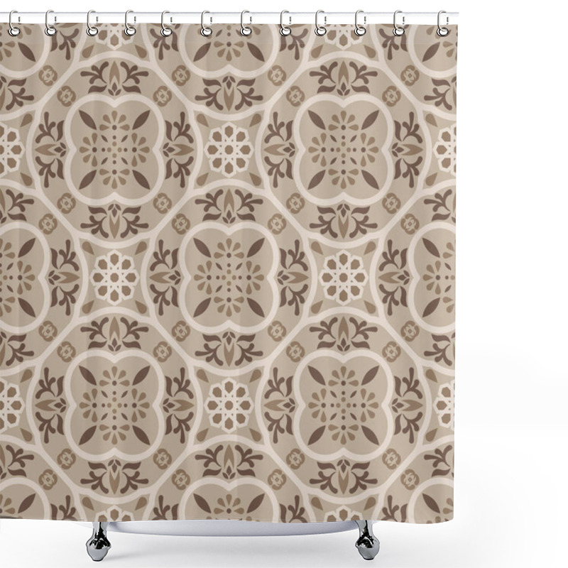 Personality  Floor Tiles Ornament Brown Vector Pattern Print. Shower Curtains