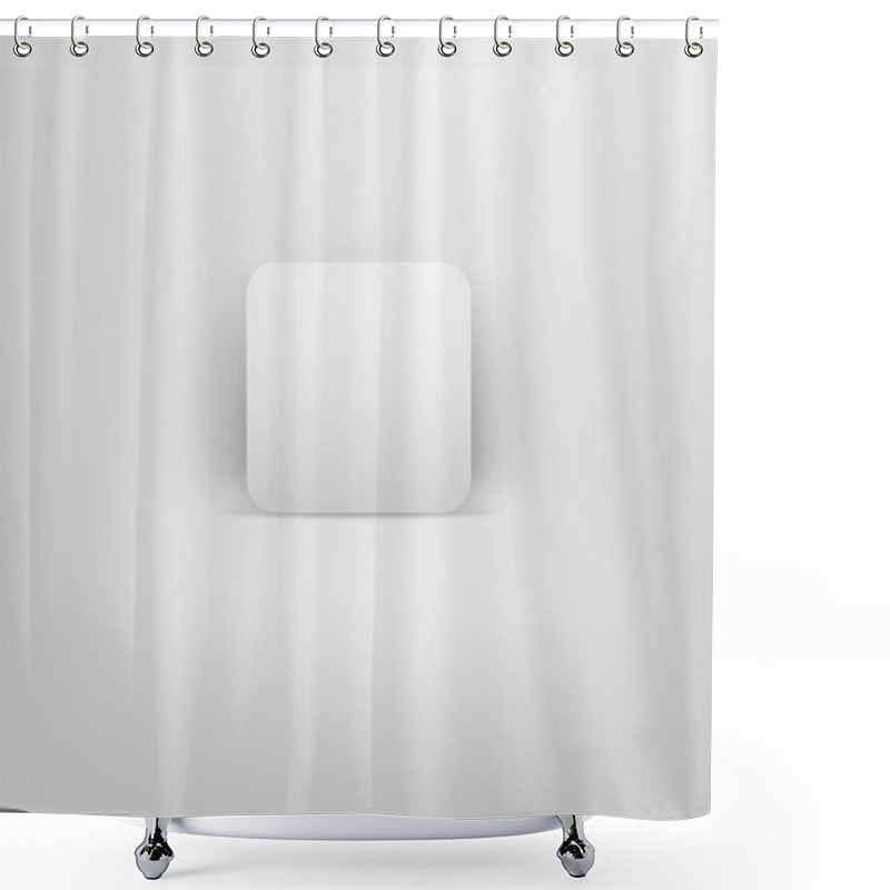 Personality  Gray Blank Internet Button.Rounded Square Shape Icon With Shadow Shower Curtains