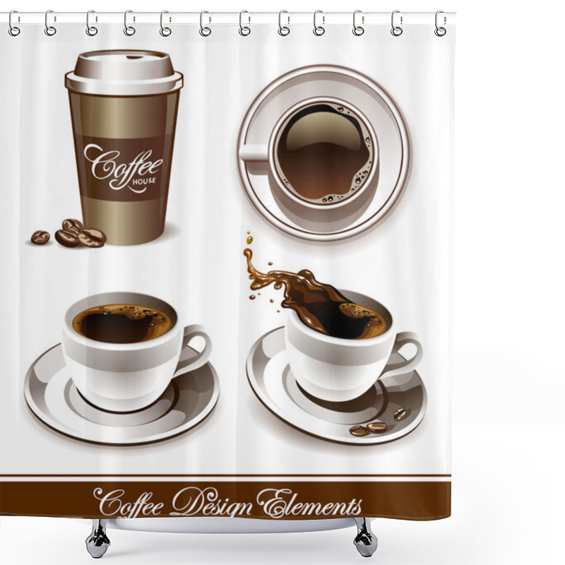 Personality  Vector Set Of Coffee Cups Shower Curtains