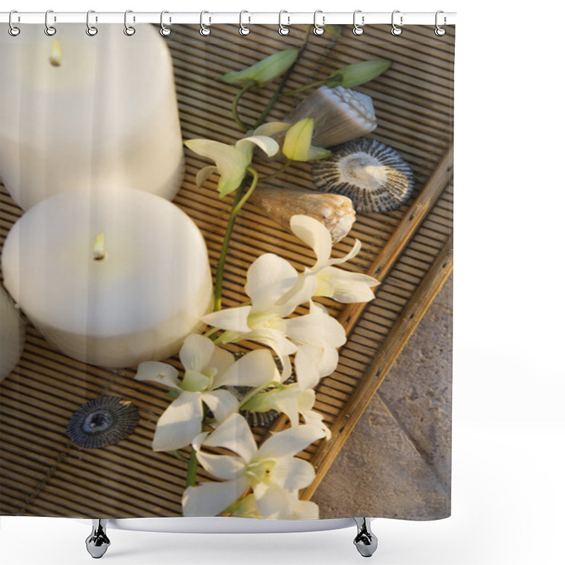 Personality  Candles And Orchids. Shower Curtains