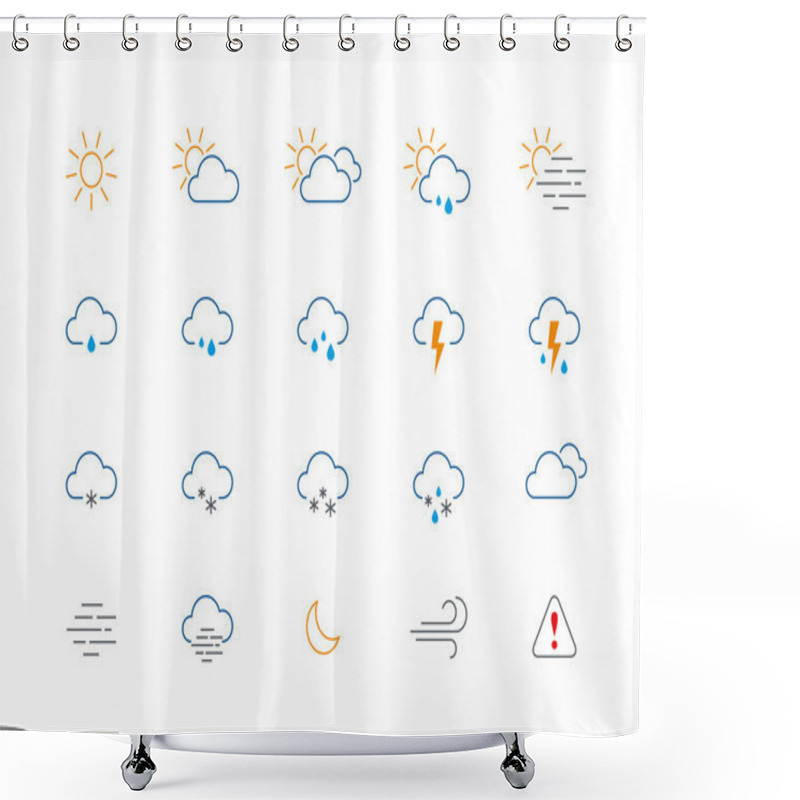 Personality  Thin Weather Colour Icon Set Shower Curtains