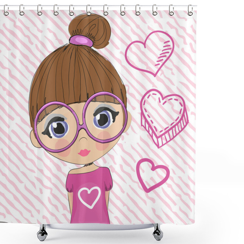 Personality  Cute Cartoon Girl Shower Curtains