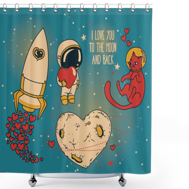 Personality  Set For Cosmic Valentines Day Shower Curtains