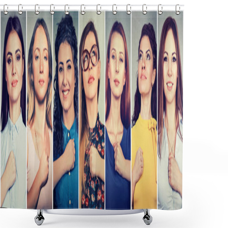 Personality  Group Of Multicultural Confident Women Determined For A Change  Shower Curtains