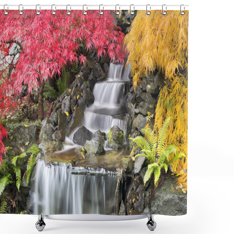 Personality  Backyard Waterfall With Japanese Maple Trees Shower Curtains