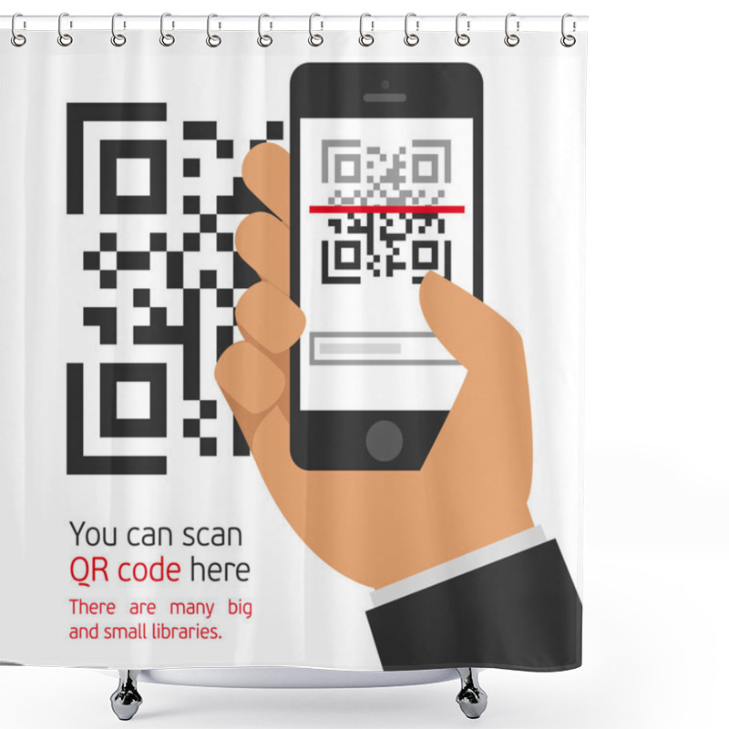 Personality  Mobile Phone Reads The QR Code. Shower Curtains