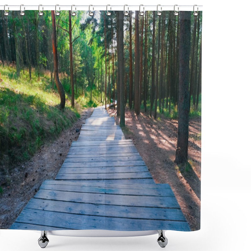 Personality  Wooden Path In Forest Shower Curtains