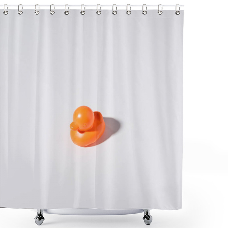 Personality  Close-up View Of One Orange Rubber Duck Isolated On Grey Shower Curtains