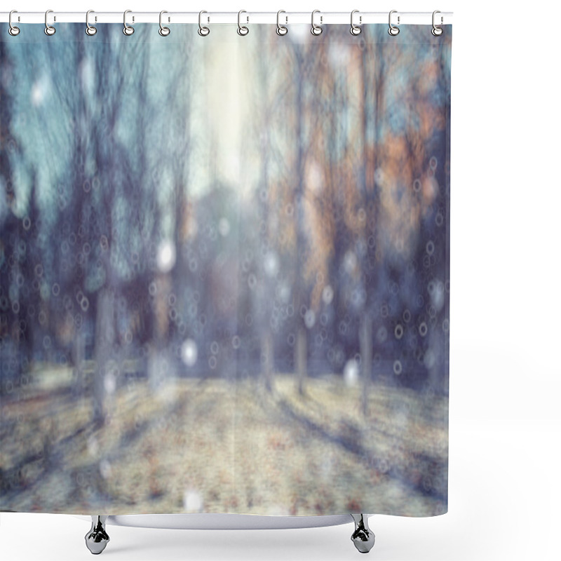 Personality  Autumn Park Background Shower Curtains