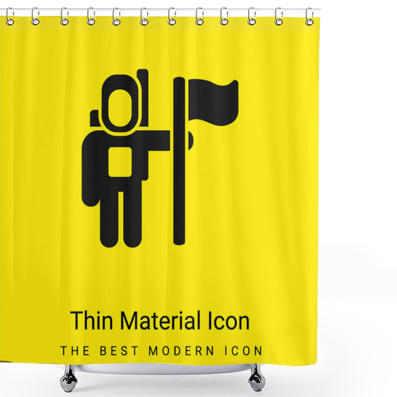 Personality  Astronaut Space Traveller With A Flag Minimal Bright Yellow Material Icon Shower Curtains