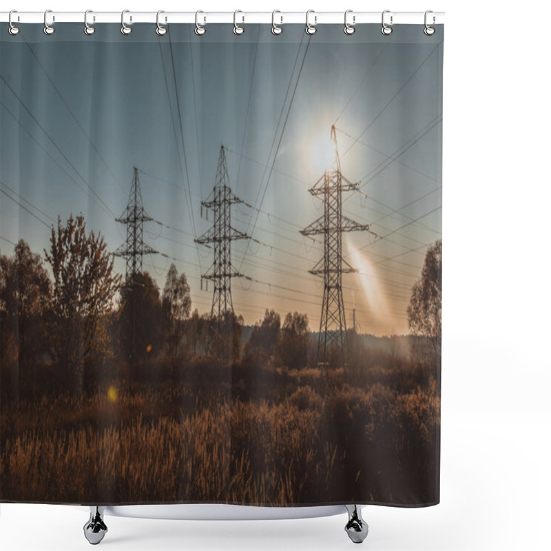 Personality  Power Lines. Field Shower Curtains