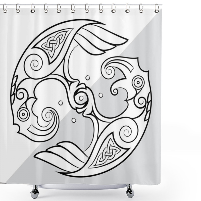 Personality  Two Ravens Of The God Odin In Scandinavian Style. Huginn And Muninn Shower Curtains