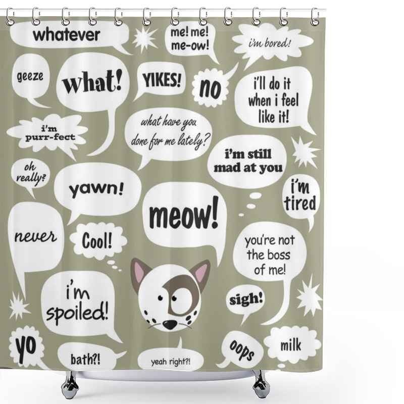 Personality  Cat W/ Phrases In Balloons Shower Curtains